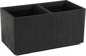 Nagy virágtartó Virágtartó Beton utánzat Fekete téglalap alakú h39x78 cm