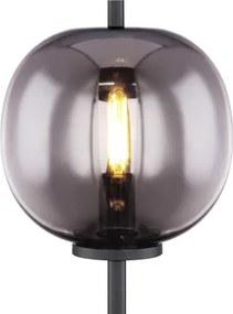 Globo 15345T Asztali lámpa fekete fém, füstszínű üveg búrával. Ø:185, H:450, exkl. 1xE14 40W 230V