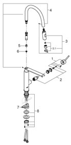 GROHE 31491DC0 - CONCETTO DN 15 mosogató csaptelep, nemesacél