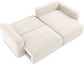 Krémszínű zsenília kinyitható-tárolóhelyes sarokkanapé (jobb oldali-heverő résszel) Kona – Makamii