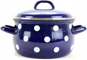 Belis /Sfinx Zománcedény Fehér pöttyös kék, átmérő 18 cm, űrtartalom 2,6 l