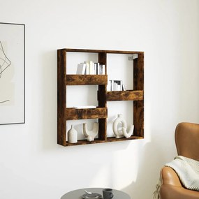 füstös tölgy színű szerelt fa fali szekrény 80 x 15 x 80 cm