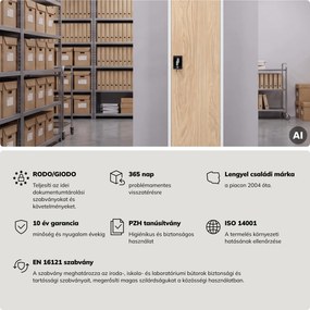 Fém irodai iratszekrény, fehér/sonoma tölgy, 450x1850x400 mm: ALEX Eco Design