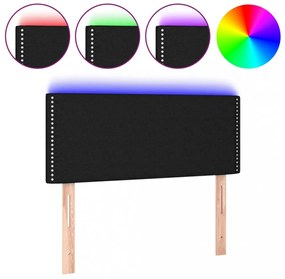 fekete szövet LED-es fejtámla 100x5x78/88 cm