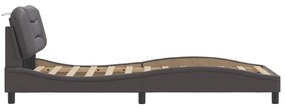 szürke műbőr ágykeret LED-világítással 90 x 200 cm