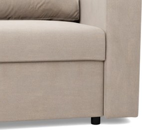 Zeus sarokkanapé, 2 ágyneműtartóval, egyenes kartámasz, bársony, univerzális oldal, bonell töltet, bézs