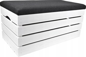 Nagy Puff Láda Fehér Ülőfelület Tárolóval Fenyő