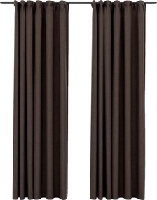 vidaXL 2 db tópszínű vászonhatású sötétítőfüggöny kampókkal 140x225 cm