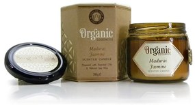 Organikus gyertya Madurai Jasmine 200 gborostyánszínű üvegben