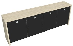 Verno alacsony szekrény 248 x 46 x 90 cm, üvegajtó, akác / fekete