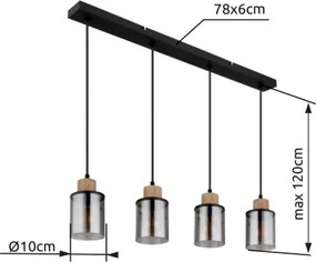 GLOBO 15707-4H REID Vintage Függesztett Lámpa IP20