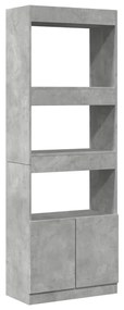 betonszürke szerelt fa magasszekrény 63 x 33 x 180 cm