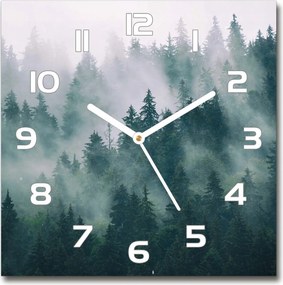 Négyzet alakú üveg falióra Köd az erdő felett 30x30 cm