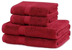 Piros frottír pamut törölköző és fürdőlepedő készlet 4 db-os Marina – DecoKing