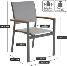 Állítható fém kerti szék készlet  4 db antracit