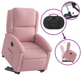 rózsaszín bársony felállást segítő bársony fotel