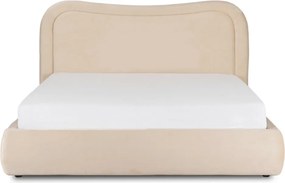 ŁÓŻKO 160x200 HAGA Kremowe Welurowe Z Pojemnikiem