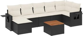 vidaXL 8 részes fekete polyrattan kerti ülőgarnitúra párnákkal