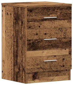 2 db antik fa szerelt fa éjjeliszekrények 38x35x55 cm