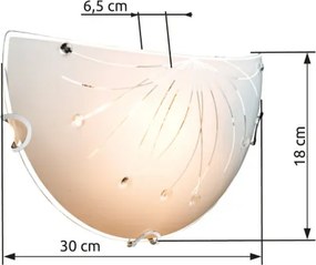 Globo 40402W Fali króm, fehér üveg , BxH:300x160, AL:65, exkl. 1xE27 ILLU 60W 230V