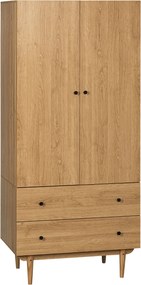 HOMCOM Felnőtt Hálószobai Ruhásszekrény 2 Ajtóval, 2 Fiókkal - 80 x 52 x 180 cm - Fa Befejezés | Aosom