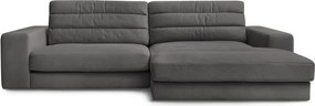 Antracitszürke bársony sarokkanapé (jobb oldali-heverő résszel) Sierra – Bobochic Paris
