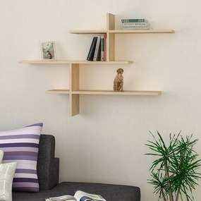 Natúr színű többszintes fali polc tölgyfa dekorral 123 cm Leo – Kalune Design