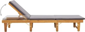 vidaXL összecsukható tömör akácfa napozóágy párnával