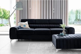 Antracitszürke bársony kinyitható kanapé 261 cm Laurence – ELTAP