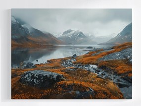 Vászonkép Canvas Hegyi Tó Ősz Skandinávia Természet 100x75