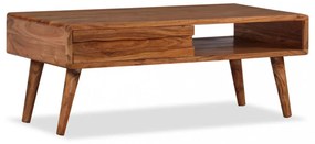 tömör fa dohányzóasztal faragott fiókkal 100 x 50 x 40 cm