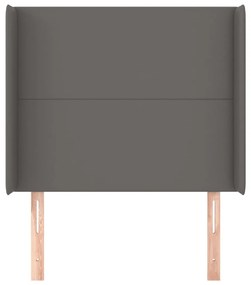 szürke műbőr fejtámla szárnyakkal 103x16x118/128 cm