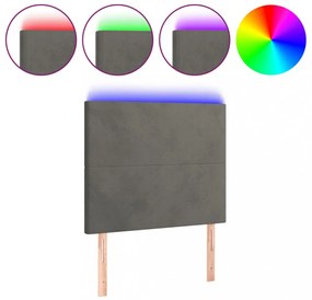 sötétszürke bársony LED-es fejtámla 100x5x118/128 cm