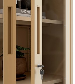 Üveges vitrin AMELIA, 900 x 1850 x 400 mm, Fresh Style: bézs