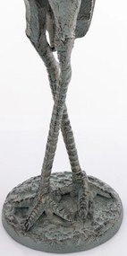 Világosbarna öntöttvas álló gém szobor dekoráció 58x15,5x17cm