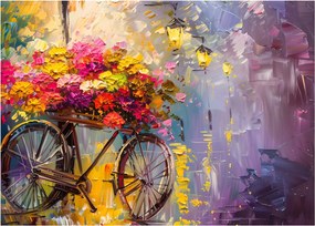 Üveg kép - Kerék virágokkal (70x50 cm)