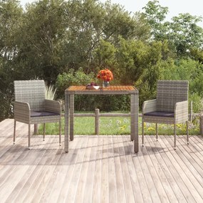 vidaXL szürke polyrattan falapos kerti asztal 90 x 90 x 75 cm