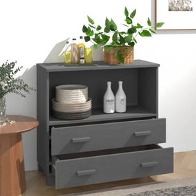 HAMAR sötétszürke tömör fenyőfa tálalószekrény 85 x 35 x 80 cm
