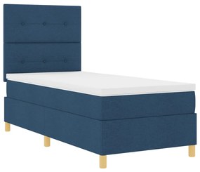 Boxspring Ágy Mattal és LED Kékkel 90x200 cm Szövet