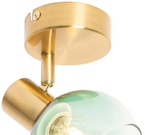 Art Deco reflektor arany színben zöld üveggel - Vidro