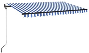 kék/fehér automata szélérzékelős és LED-es napellenző 450x350cm