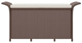 barna polyrattan kerti pad párnával 116 x 46 x 57 cm