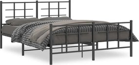 vidaXL fekete fém ágykeret fej- és lábtámlával 150 x 200 cm