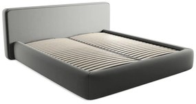 Szürke kárpitozott ágyneműtartós franciaágy ágyráccsal 180x200 cm Kiana – Makamii