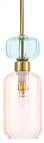 Csillár zsinóron MOLLY 1xE14/40W/230V átm. 12 cm arany/rózsaszín/kék