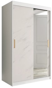 Ruhásszekrény 120 cm Marbelo T2 (matt fehér + fehér márvány). 1064588