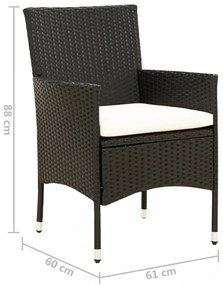 4 db fekete polyrattan kerti szék párnával