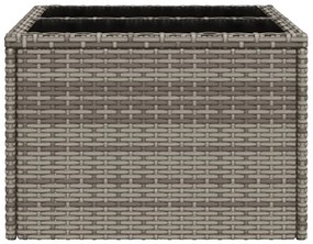 szürke polyrattan üveglapos kerti asztal 55 x 55 x 37 cm