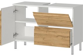 Fehér mosdókagyló alatti szekrény tölgyfa dekorral 80x56 cm Torrance - Germania