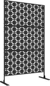 Outsunny Dekoratív Kertpanel Kültéri Elválasztó Geometrikus Fém Metszett Mintával - 122 x 45 x 198 cm, fekete | Aosom